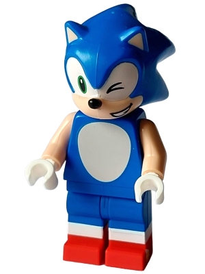 LEGO son001 Sonic the Hedgehog - Light Nougat Face and Arms, Winking, Open Mouth Smile to Left