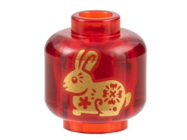 LEGO 28621pb0039 Minifigure, Head without Face with Gold Rabbit Pattern