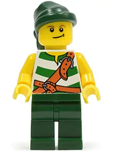 LEGO pi083 Pirate Green / White Stripes, Dark Green Legs, Dark Green Bandana