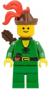 LEGO cas320 Forestman - Pouch, Brown Hat, Red 3-Feather Plume, Quiver