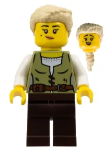 LEGO cas582 Carpenter - Female, Olive Green Vest