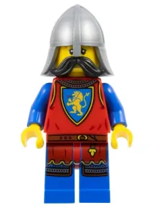 LEGO cas589 Lion Knight - Male, Flat Silver Neck-Protector, Black Moustache