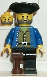 LEGO pi036 Pirate Brown Shirt, Black Leg with Peg Leg