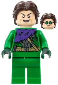 LEGO sh0888 Green Goblin - Green Outfit without Mask, Dark Brown Hair