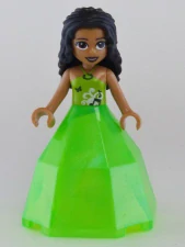 LEGO princezna, dívka v plesových šatech zelená