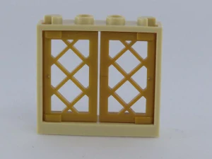 LEGO okno zlaté, béžový rám 