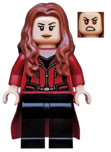 LEGO sh0256 The Scarlet Witch (Wanda Maximoff) - Plain Legs, Reddish Brown Hair, Dark Red Cloth Skirt