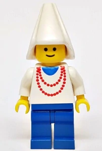 LEGO cas096 Maiden with Necklace - Blue Legs, White Cone Hat