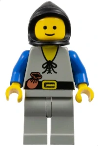 LEGO cas091 Peasant - Light Gray Legs, Black Hood