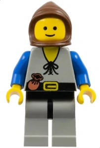 LEGO cas092 Peasant - Light Gray Legs, Brown Hood