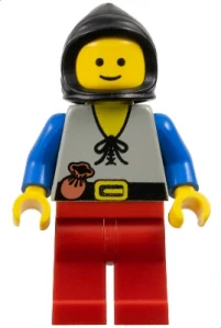 LEGO cas093 Peasant - Red Legs, Black Hood