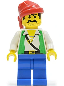 LEGO pi052 Pirate Green Vest, Blue Legs, Red Bandana