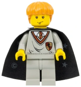 LEGO hp007 Ron Weasley - Gryffindor Shield Torso, Black Cape with Stars