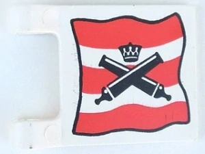 LEGO 2335pb002 Flag 2 x 2 Square with Crossed Cannons over Red Stripes, Black Outline Pattern