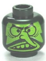 LEGO 3626pb0665 Minifigure, Head Lime Face with Angry Eyebrows