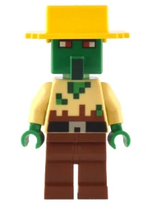 LEGO min135 Zombie Villager - Tan Torso, Yellow Hat