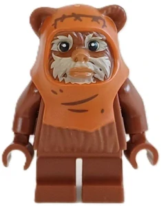 LEGO sw1435 Wicket (Ewok), Molded Dark Orange Hood