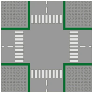 LEGO 607p01 Křížovatka, Baseplate, Road 32 x 32