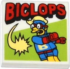 LEGO 3068pb0844 Tile 2 x 2 with Red 'BICLOPS' Pattern