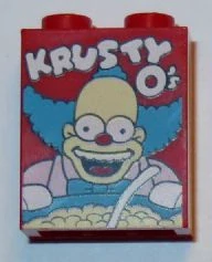 LEGO 3245cpb036 Brick 1 x 2 x 2 with Inside Stud Holder with 'KRUSTY O's' Cereal Box