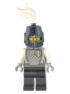 LEGO rytíř šedý s bílým chocholem