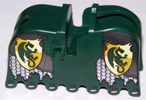 LEGO 2490pb10 Brnění na koně tm. zelené, ULOMENÝ KLIP