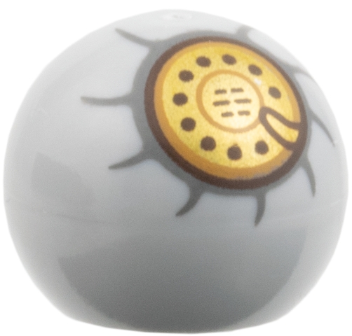 LEGO 32474pb032 - TELEFON, Technic Ball Joint with Gold Rotary Phone Dial, Black Dots and Dark Bluish Gray Outline Pattern (One Piece Den Den Mushi Shell)
