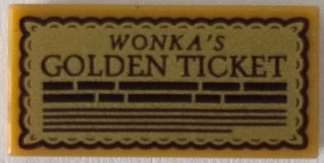 LEGO 3069pb1415 Tile 1 x 2 with Dark Brown 'WONKA'S GOLDEN TICKET'