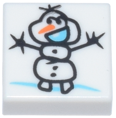 LEGO 3070pb381 Tile 1 x 1 with Black Snowman (Olaf)