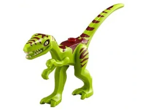 LEGO 98166pb03 Dinosaur Coelophysis / Gallimimus with Dark Red Stripes and White Eyes Pattern