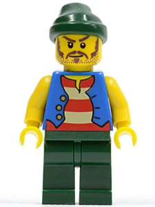 LEGO pi099 Pirate Blue Vest, Dark Green Legs