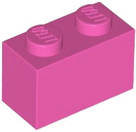 LEGO 3004 - Kostka 1x2 tmavě růžová