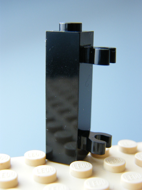 LEGO 60583 Black Brick, Modified 1 x 1 x 3 with 2 Clips Vertical