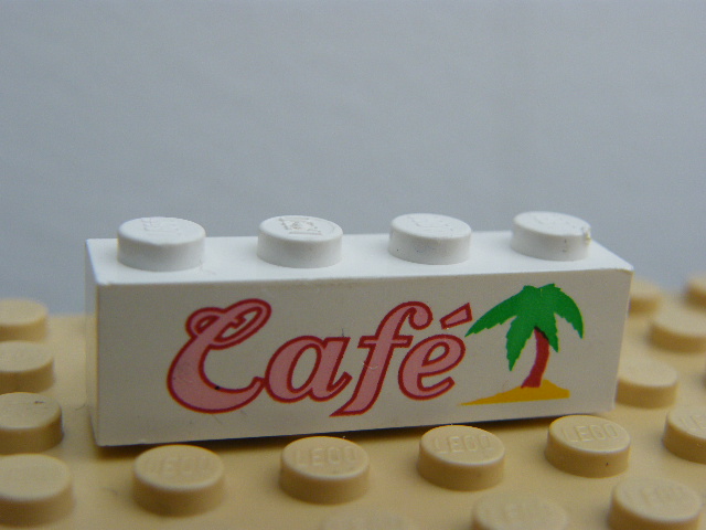 LEGO 3010pb008 Brick 1 x 4 with Café (Cafe) Pattern