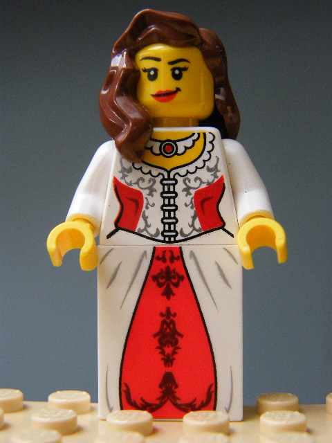 LEGO PRINCEZNA V BÍLO-ČERVENÝCH ŠATECH