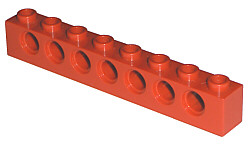 LEGO 3702 - Red Technic, Brick 1 x 8 with Holes