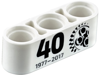 LEGO 32523pb11 - White Technic, Liftarm 1 x 3 Thick with Black '40 1977 - 2017