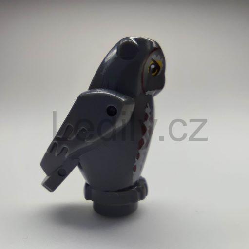 LEGO 92084pb02 Owl, Angular Features with Yellow Beak and Eyes and Light Bluish Gray and Dark Brown Chest Feathers Pattern