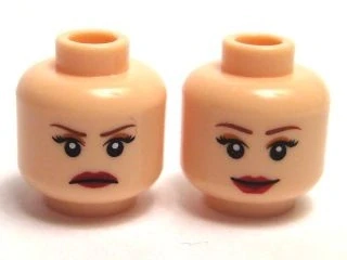 LEGO 3626pb0416 Oboustranný obličej, Minifigure, Head Dual Sided Female Reddish Brown Eyebrows